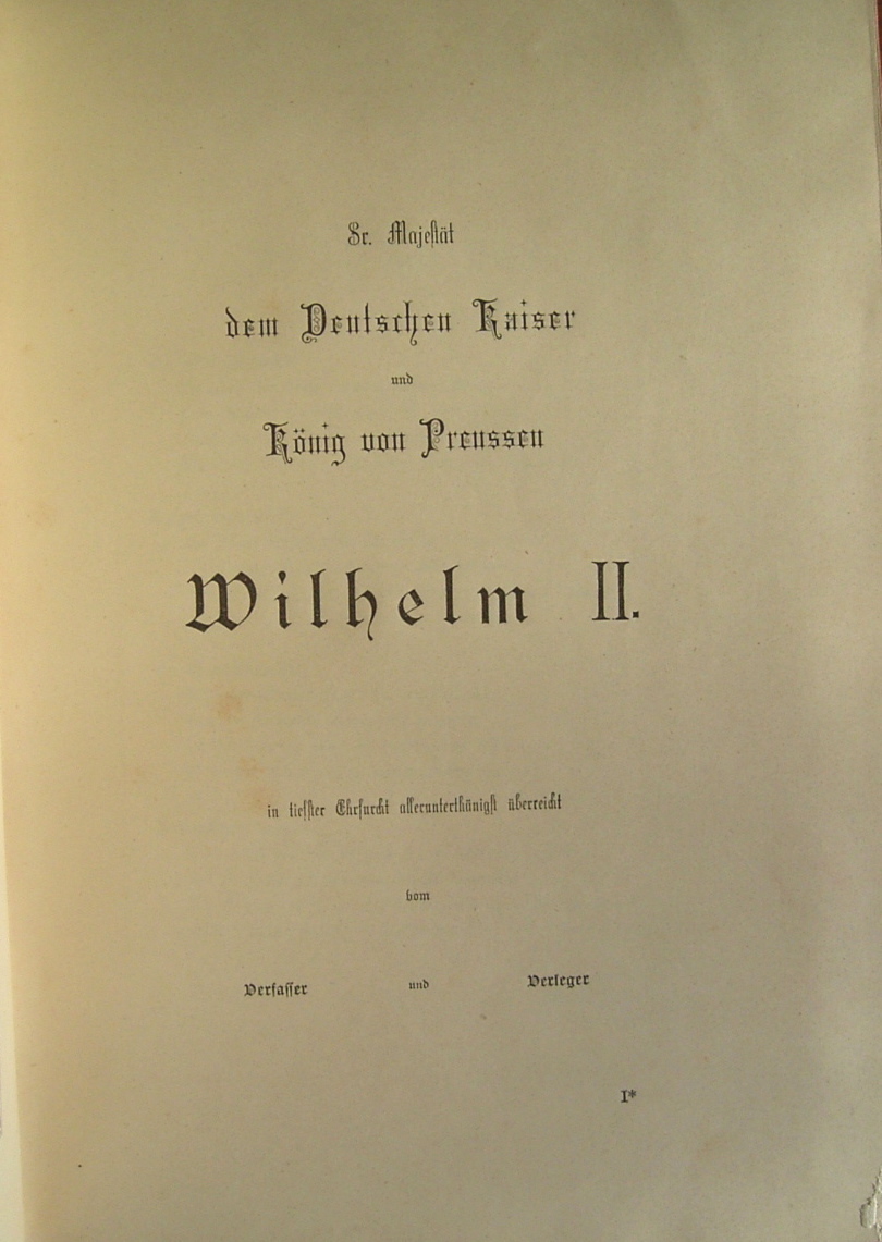Widmung an König Wilhelm II.