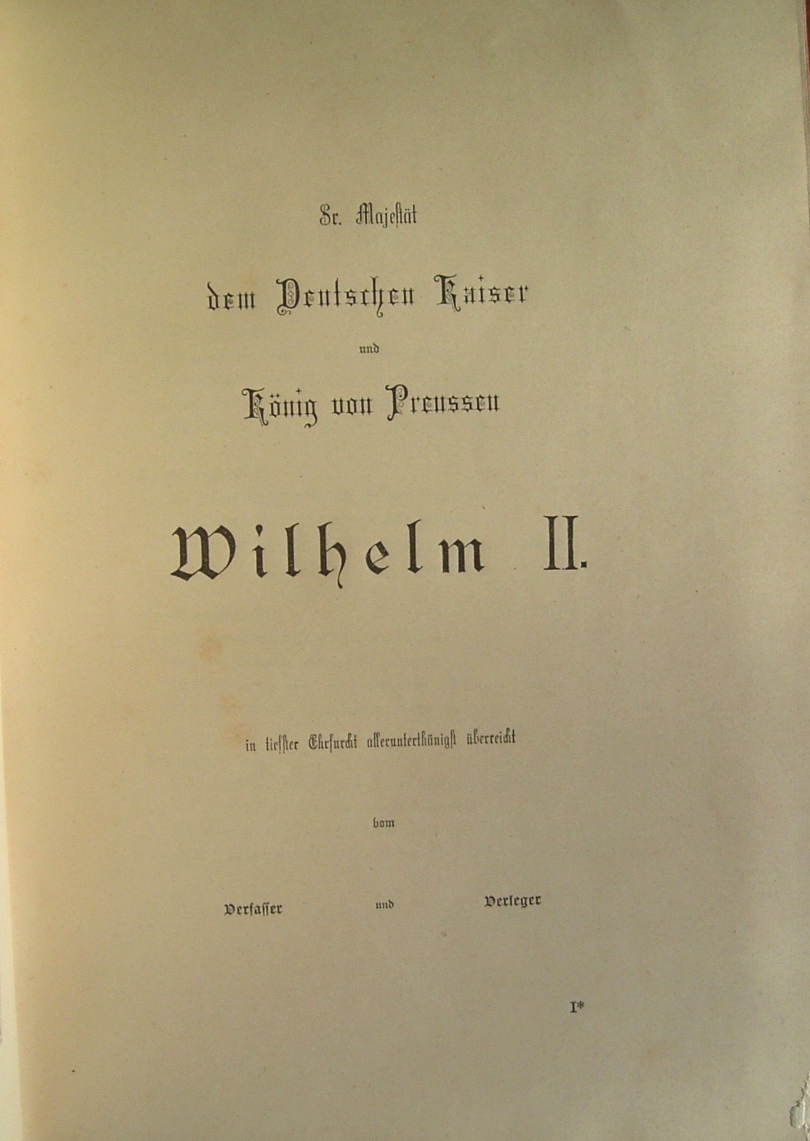 Widmung an König Wilhelm II.