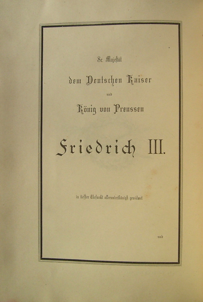 Widmung an König Friedrich III.